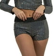 thumbnail image 1 of Edvintorg high waist Hot shorts Women's Fashion Sequins Solid Color sexy shorts summer Stretch Sports Shorts Silver S, 1 of 6