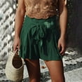 thumbnail image 1 of Edvintorg high waisted shorts for women Womens Cotton And Linen Casual Bandage Comfy Solid Elastic Waist Loose Shorts Pants Army Green XL, 1 of 7