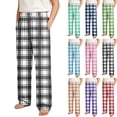 thumbnail image 1 of Edvintorg Kids Clothes Girls Elastic Waist Straight Leg Plaid Pants Loose Casual Home Pants Trousers with Pockets Loungewear 4-16Y, 1 of 6
