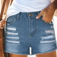 thumbnail image 1 of Edvintorg women shorts denim Women's Denim Button Zipper Short Summer Mid Waist Pockets Jean Shorts summer short woman Blue XXL, 1 of 7