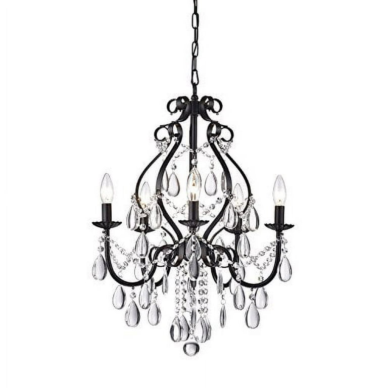 Edvivi 5-Light Amorette Antique Black Crystal Chandelier Ceiling