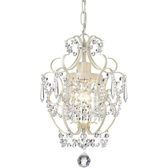 Edvivi Amorette Mini Chandelier Crystal Chandeliers, 1 Light Modern Elegant Glam Ceiling Light Fixture Ivory, Adjustable Hanging Lighting for Closet, Bedroom, Girls Room, Kitchen Island