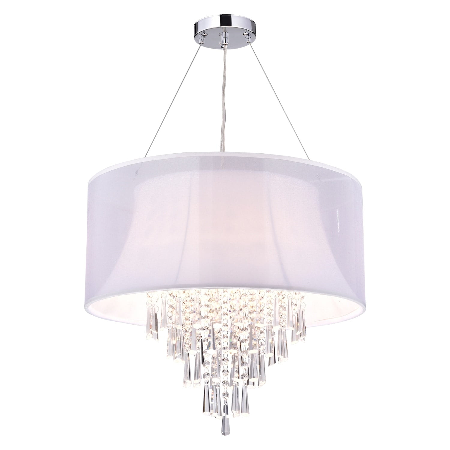 Chrome 4-Light Drum Chandelier with Crystal Accents