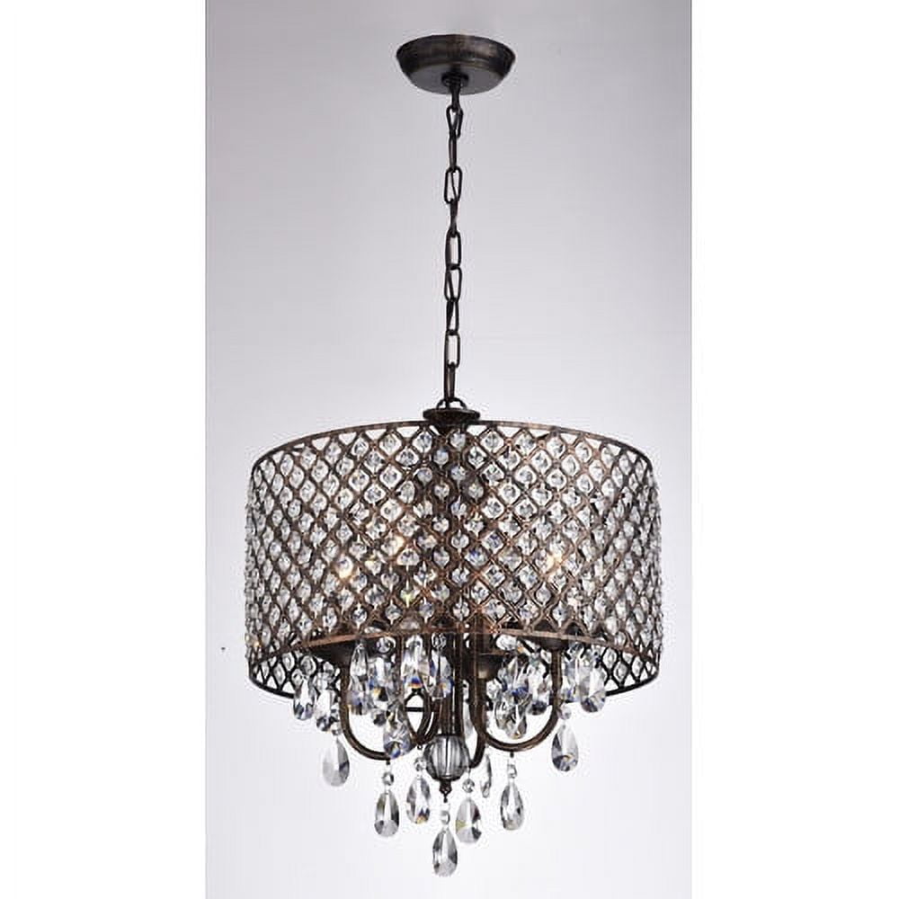 Antique Copper 61" Crystal Drum Shade Candle Chandelier