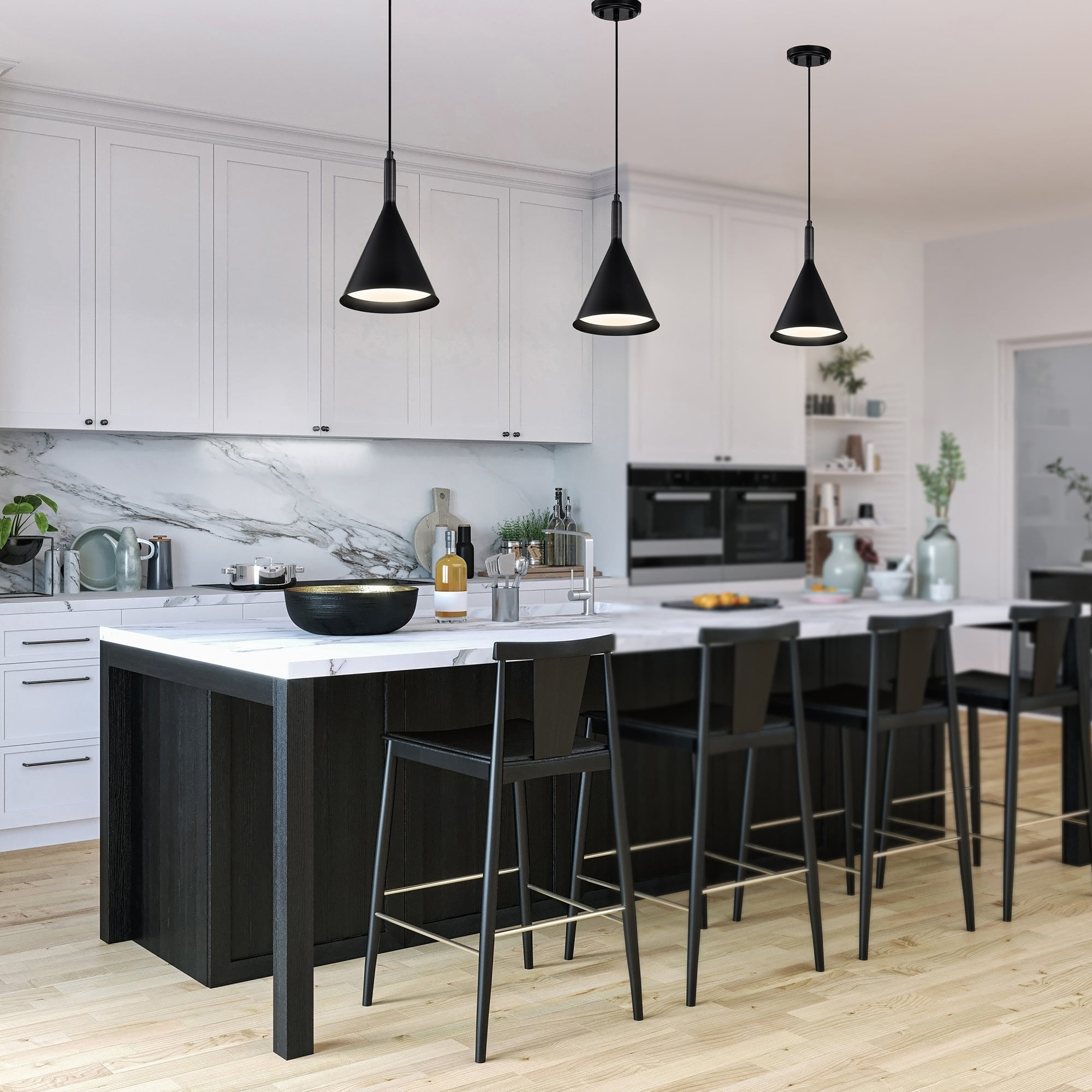 Black Metal Cone Shade Mini Pendant Light
