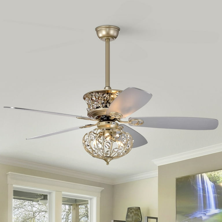 Ceiling Fan With Crystal Cage Light Kit