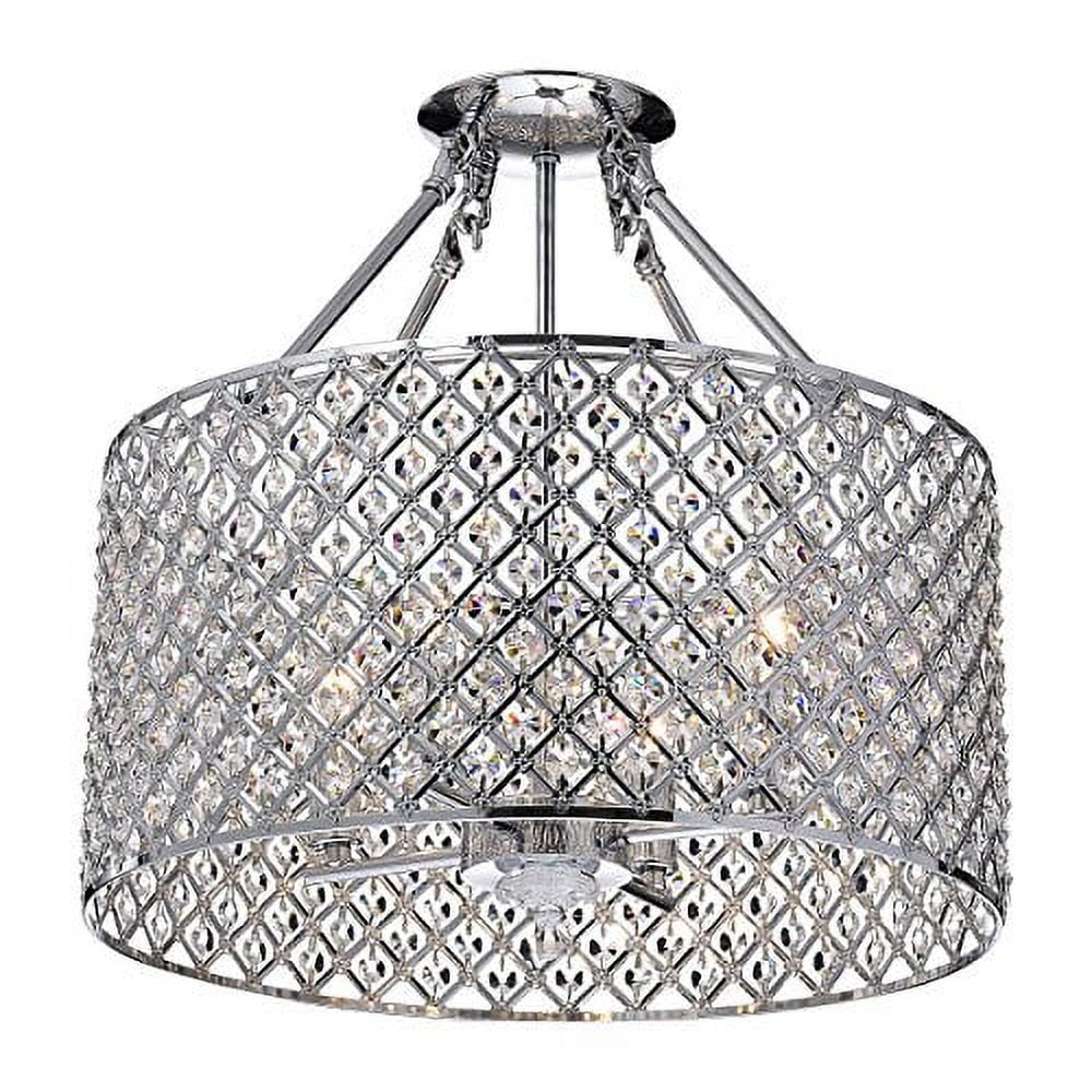 Chrome Crystal Drum Semi-Flush Mount Chandelier, 17-inch