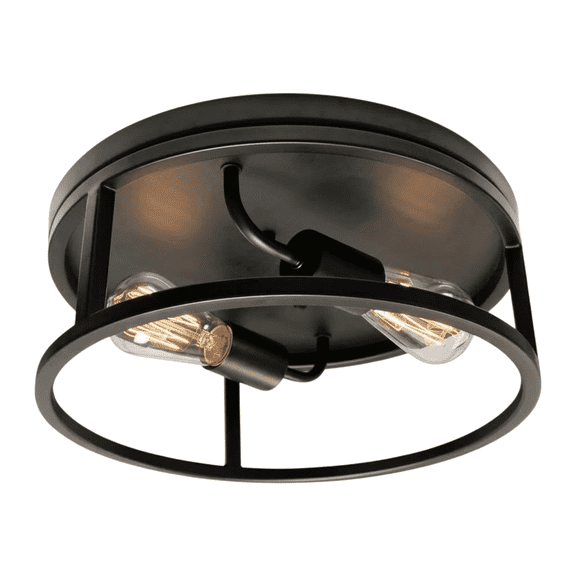 Vivio Lighting Harold 13 Farmhouse Dimmable 2-Light Matte Black Dining Room Flush Mount Lights