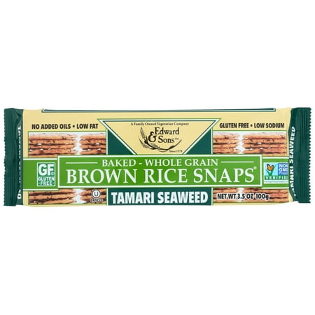 Edward And Sons Brown Rice Snaps - Tamari Seaweed, 3.5 Oz