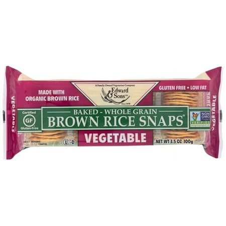 Edward And Sons Brown Rice Snaps, Vegetable, 3.5 Oz.