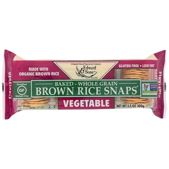 Edward And Sons Brown Rice Snaps, Vegetable, 3.5 Oz.