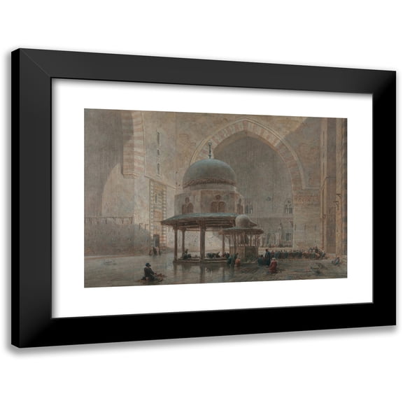 Edward Angelo Goodall 14x11 Black Modern Framed Museum Art Print Titled - The Interior of Sultan Hassan Mosque, Cairo