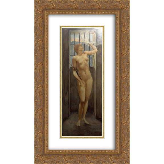Edward Burne Jones 2x Matted 14x24 Gold Ornate Framed Art Print 'Hope in Prison'