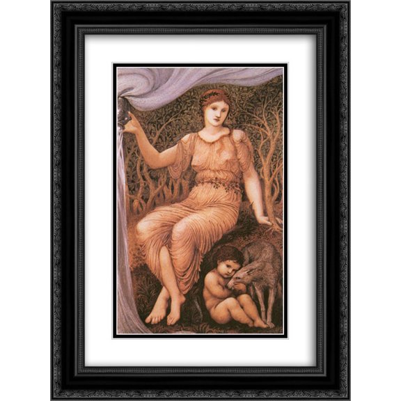 Edward Burne Jones 2x Matted 18x24 Black Ornate Framed Art Print 'Earth Mother'