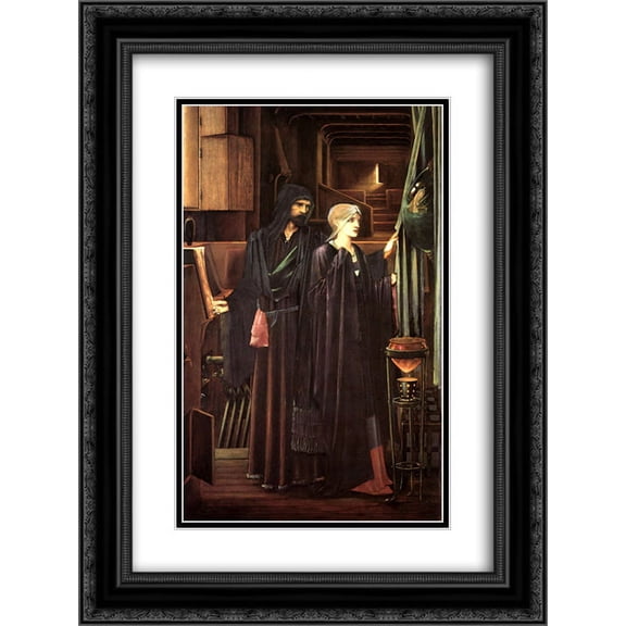 Edward Burne Jones 2x Matted 18x24 Black Ornate Framed Art Print 'The Wizard'