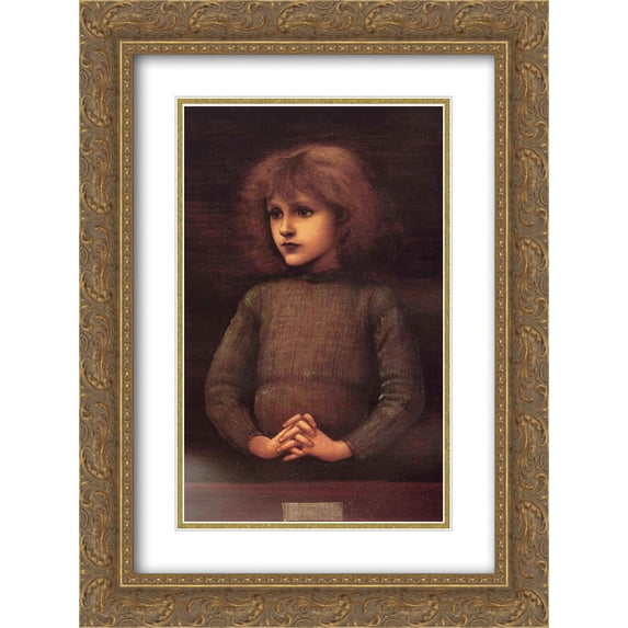 Edward Burne Jones 2x Matted 18x24 Gold Ornate Framed Art Print 'Portrait of a Young Boy'