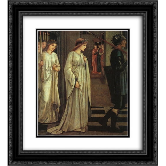 Edward Burne Jones 2x Matted 20x22 Black Ornate Framed Art Print 'The Princess Sabra Led to the Dragon Painting'