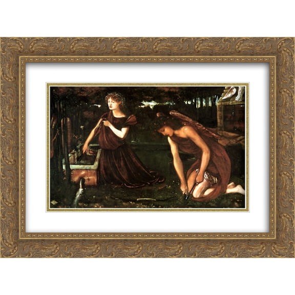Edward Burne Jones 2x Matted 24x20 Gold Ornate Framed Art Print 'Cupids Forge'