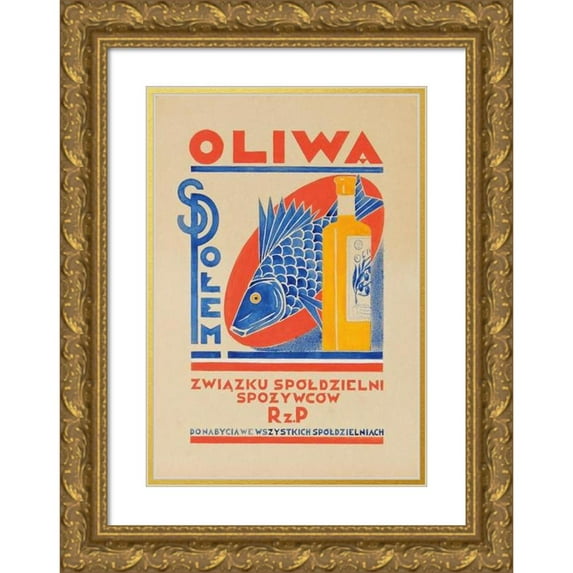Edward Butrymowicz 14x18 Gold Ornate Wood Frame and Double Matted Museum Art Print Titled - Oliwa Association of Cooperative Cooperatives of the Rz. P Społem (1935)