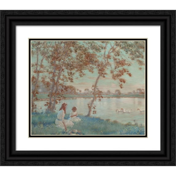 Edward Dufner 23x20 Black Ornate Framed Double Matted Museum Art Print Titled: Summer Days (1918)