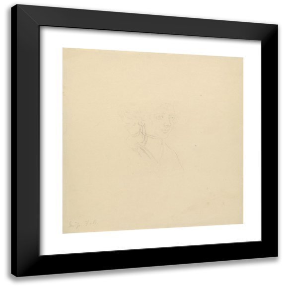 Edward Francis Burney 12x12 Black Modern Framed Museum Art Print Titled - Miss F.B. (Francis Burney)