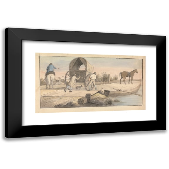 Edward Francis Burney 14x10 Black Modern Framed Museum Art Print Titled - Boarding the Ferry