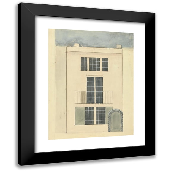 Edward Francis Burney 15x18 Black Modern Framed Museum Art Print Titled - Elevation of a House