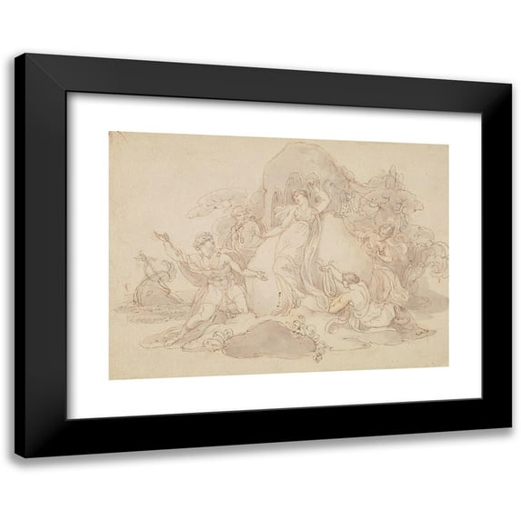 Edward Francis Burney 18x14 Black Modern Framed Museum Art Print Titled - Telemachus and Mentor Landing on the Island of Calypso.