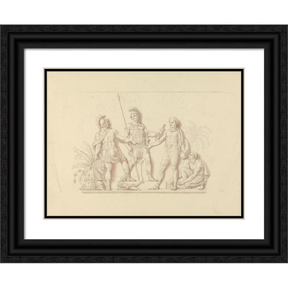Edward Francis Burney 18x14 Black Ornate Wood Framed Double Matted Museum Art Print Titled - Putting Arms in Hands of the Indians