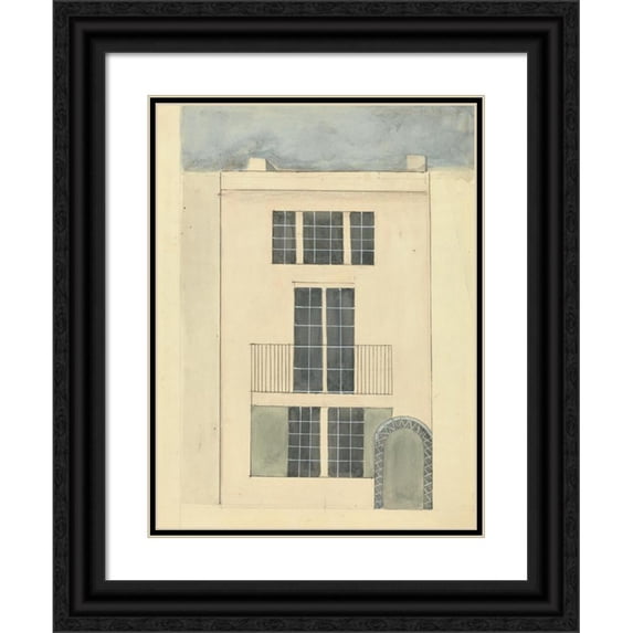 Edward Francis Burney 19x24 Black Ornate Framed Double Matted Museum Art Print Titled: Elevation of a House