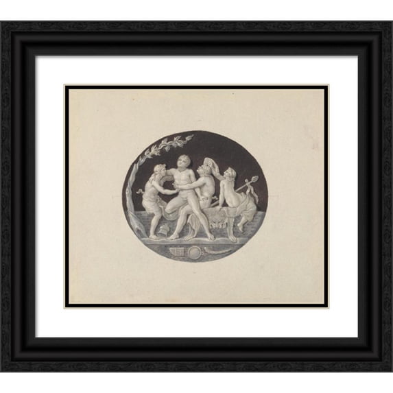 Edward Francis Burney 23x20 Black Ornate Framed Double Matted Museum Art Print Titled: Bacchanalia