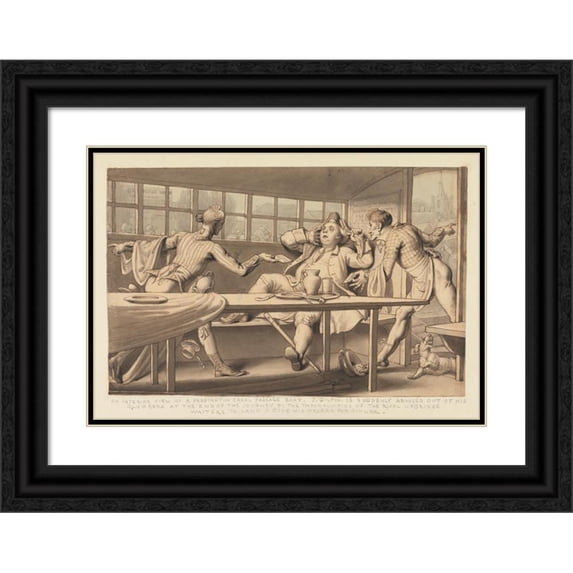 Edward Francis Burney 24x18 Black Ornate Framed Double Matted Museum Art Print Titled: John Gilpin in the Uxbridge Passage Boat (1820s)