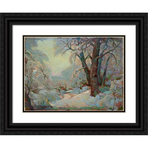 Edward G. Eisenlohr 24x19 Black Ornate Framed Double Matted Museum Art Print Titled: Winter Landscape