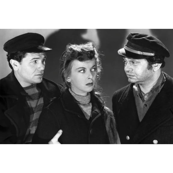 Edward G. Robinson and Ida Lupino and John Garfield in The Sea Wolf looking suspect at each other 24x36 Poster