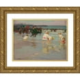 thumbnail image 1 of Edward Henry Potthast 24x19 Gold Ornate Framed and Double Matted Museum Art Print Titled - Beach Scene (Or Sunday on The&nbsp;Beach) (ca.&nbsp;1915), 1 of 4