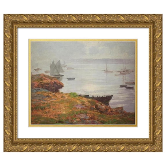Edward Henry Potthast 24x20 Gold Ornate Framed and Double Matted Museum Art Print Titled - Landscape (1921)