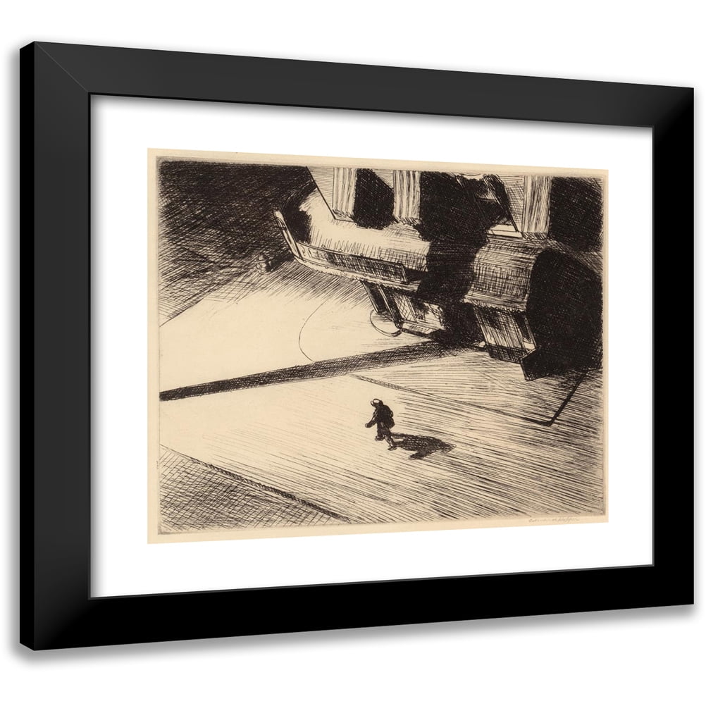 Frame To Wall, Edward Hopper Night Shadows Art Print, Black Modern