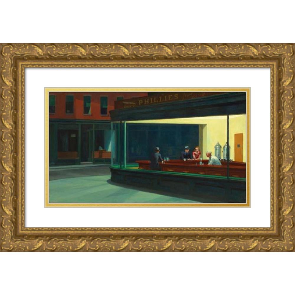 Hopper, Edward 18x12 Black Ornate Wood Framed with Double Matting