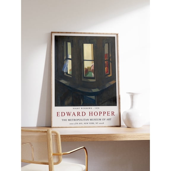 Edward Hopper 'Night Windows' Exhibition Poster, Realism Wall Art, Poster Only