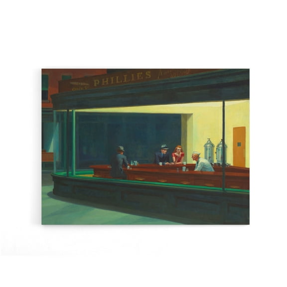Edward Hopper Nighthawks Canvas Wall Art Print 12X16"