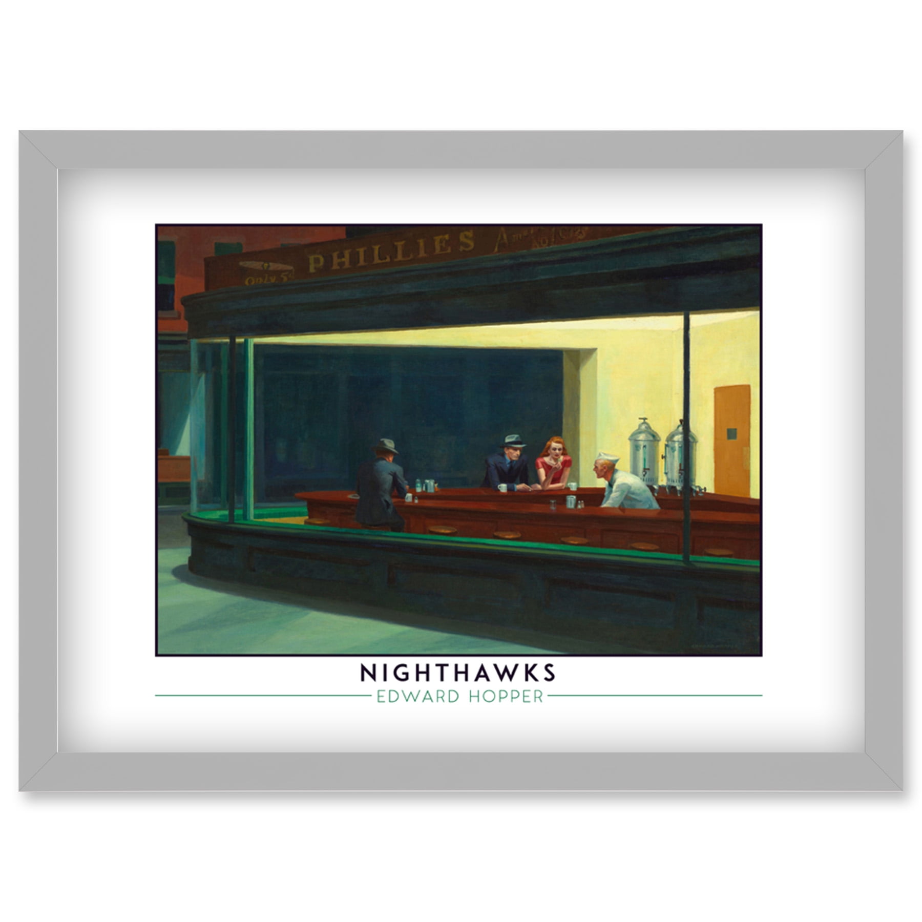 Edward Hopper Nighthawks Iconic Realist Painting Artwork Framed Wall Art Print A4