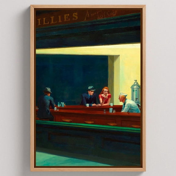 Edward Hopper Nighthawks Urban Fine Wall Art, Unframed Canvas 24x36in