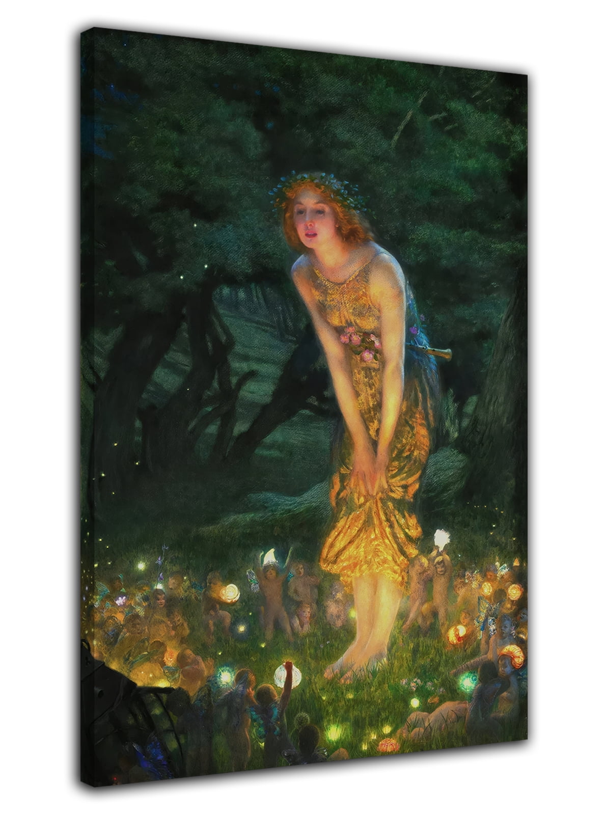 Edward Hughes Midsummer Eve Art Painting Poster Pre-Raphaelite Woman Portrait Oil Painting Print Canvas Painting Wall Art Modern Bedroom Decor Poster