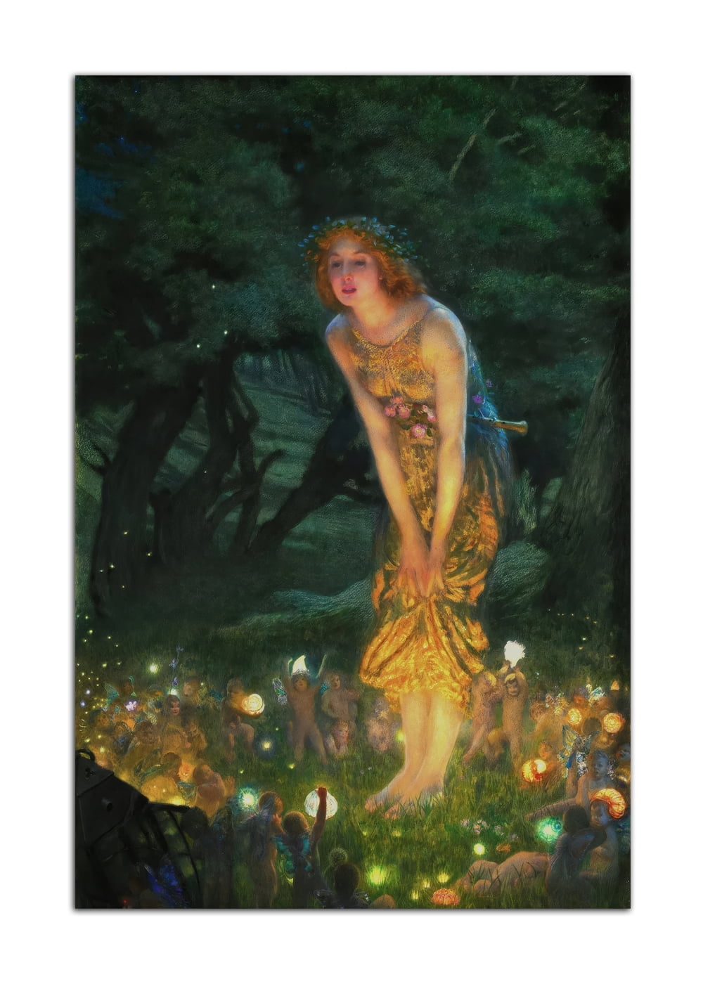 Edward Hughes Midsummer Eve Art Painting Poster Pre-Raphaelite Woman Portrait Oil Painting Print Canvas Painting Wall Art Modern Bedroom Decor Poster