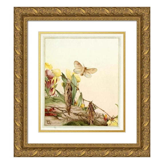 Edward Julius Detmold 20x23 Gold Ornate Framed and Double Matted Museum Art Print Titled - The Psyches (1921)