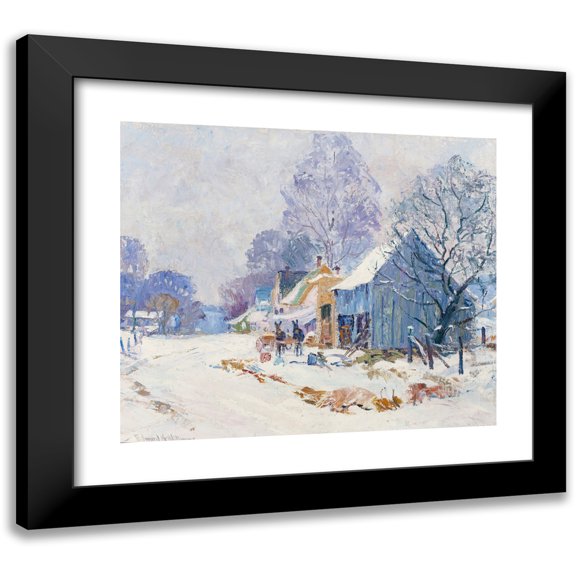 Edward K. Williams 14x12 Black Modern Framed Museum Art Print Titled - Brown County Homestead in Winter (circa 1920)