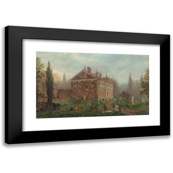 Edward Lamson Henry 14x10 Black Modern Framed Museum Art Print Titled - The Attack on Chew's House During the Battle of Germantown, 1777 (1878)