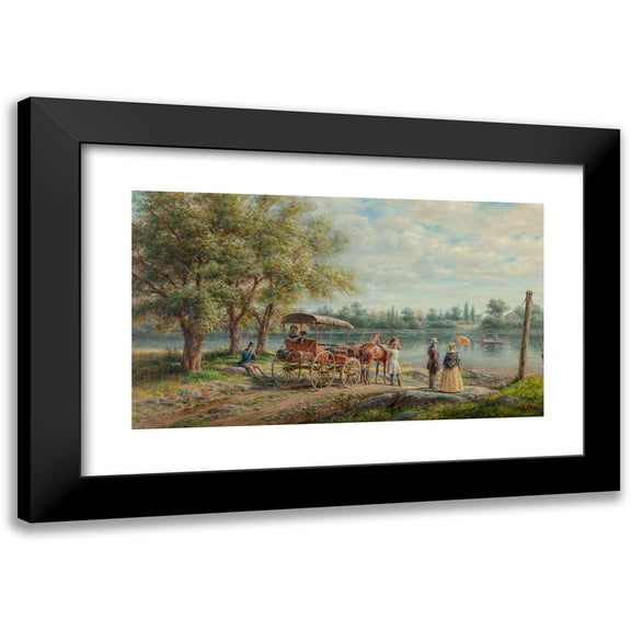 Edward Lamson Henry 14x10 Black Modern Framed Museum Art Print Titled - Waiting at the Ferry (1906)