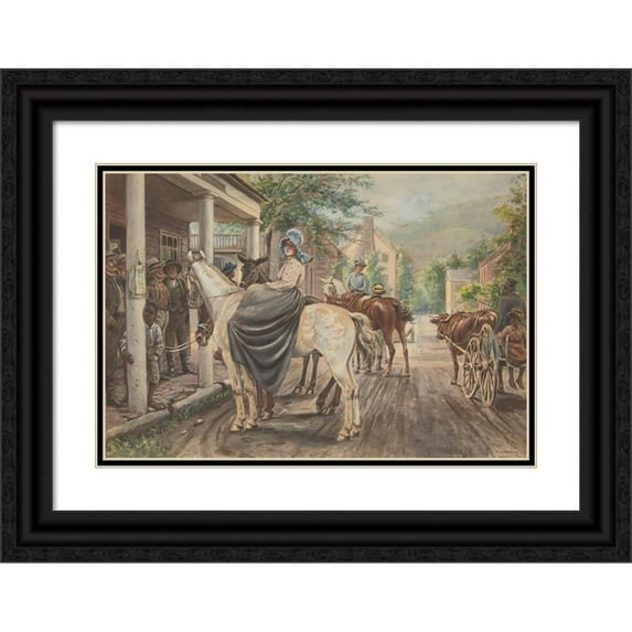 Edward Lamson Henry 24x18 Black Ornate Framed Double Matted Museum Art Print Titled: Waiting
