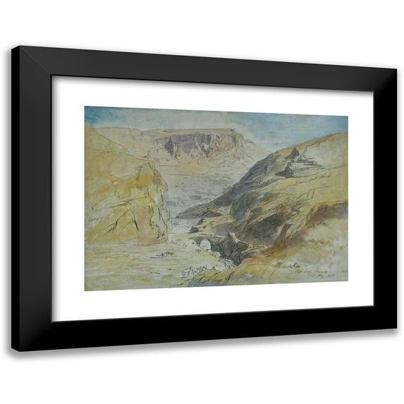 Edward Lear 18x14 Black Modern Framed Museum Art Print Titled - The Gorge at Sucia Barada, Lebanon (1858)
